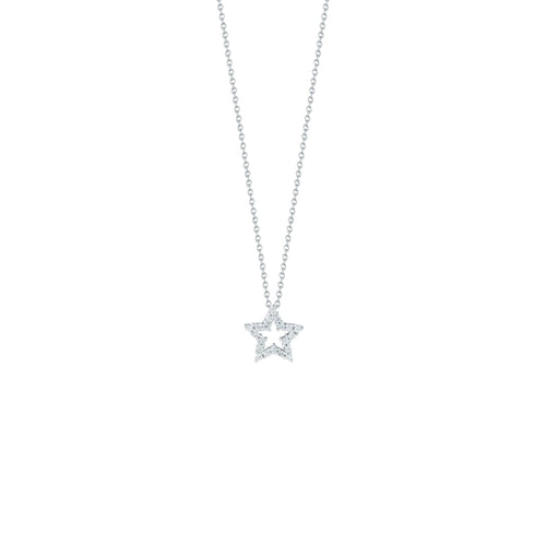 Roberto Coin Jewelry - Tiny Treasures 18K White Gold Small Five Point Star Diamond Necklace | Manfredi Jewels