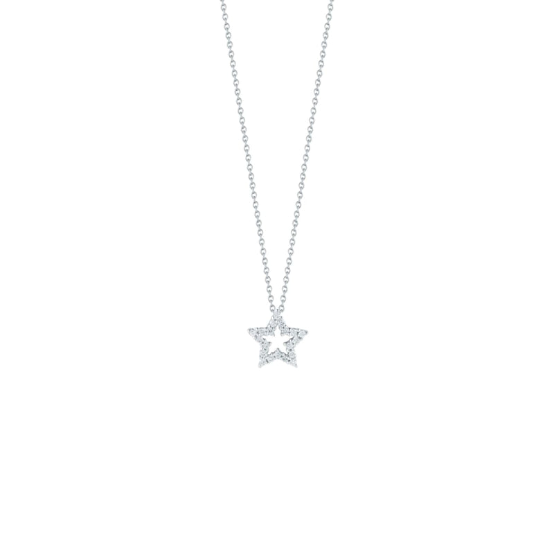 Roberto Coin Jewelry - Tiny Treasures 18K White Gold Small Five Point Star Diamond Necklace | Manfredi Jewels