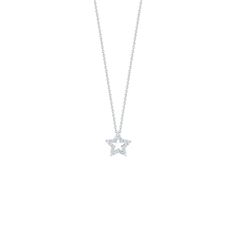 Tiny Treasures 18K White Gold Small Five Point Star Diamond Necklace