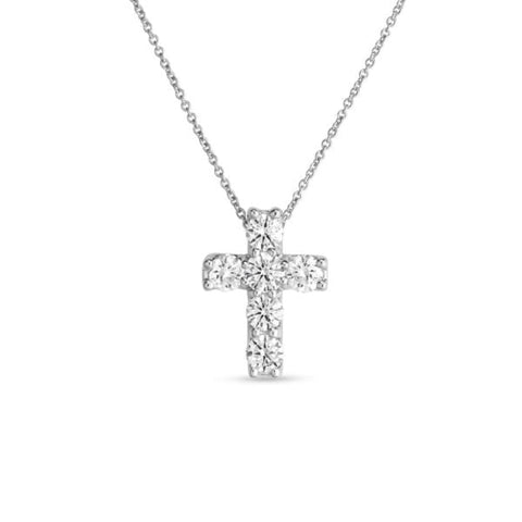 Tiny Treasures 18K White Gold Square Diamond Cross Necklace
