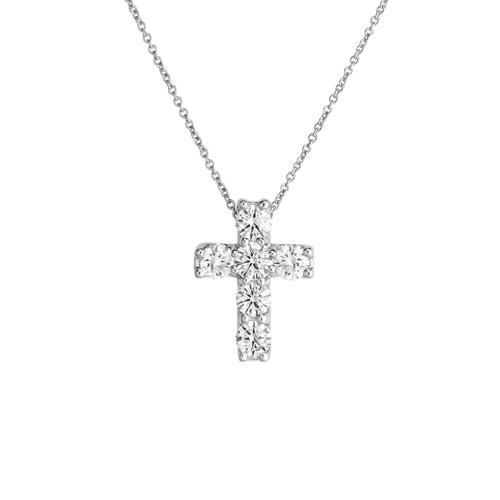Roberto Coin Jewelry - Tiny Treasures 18K White Gold Square Set Cross Diamond Necklace | Manfredi Jewels