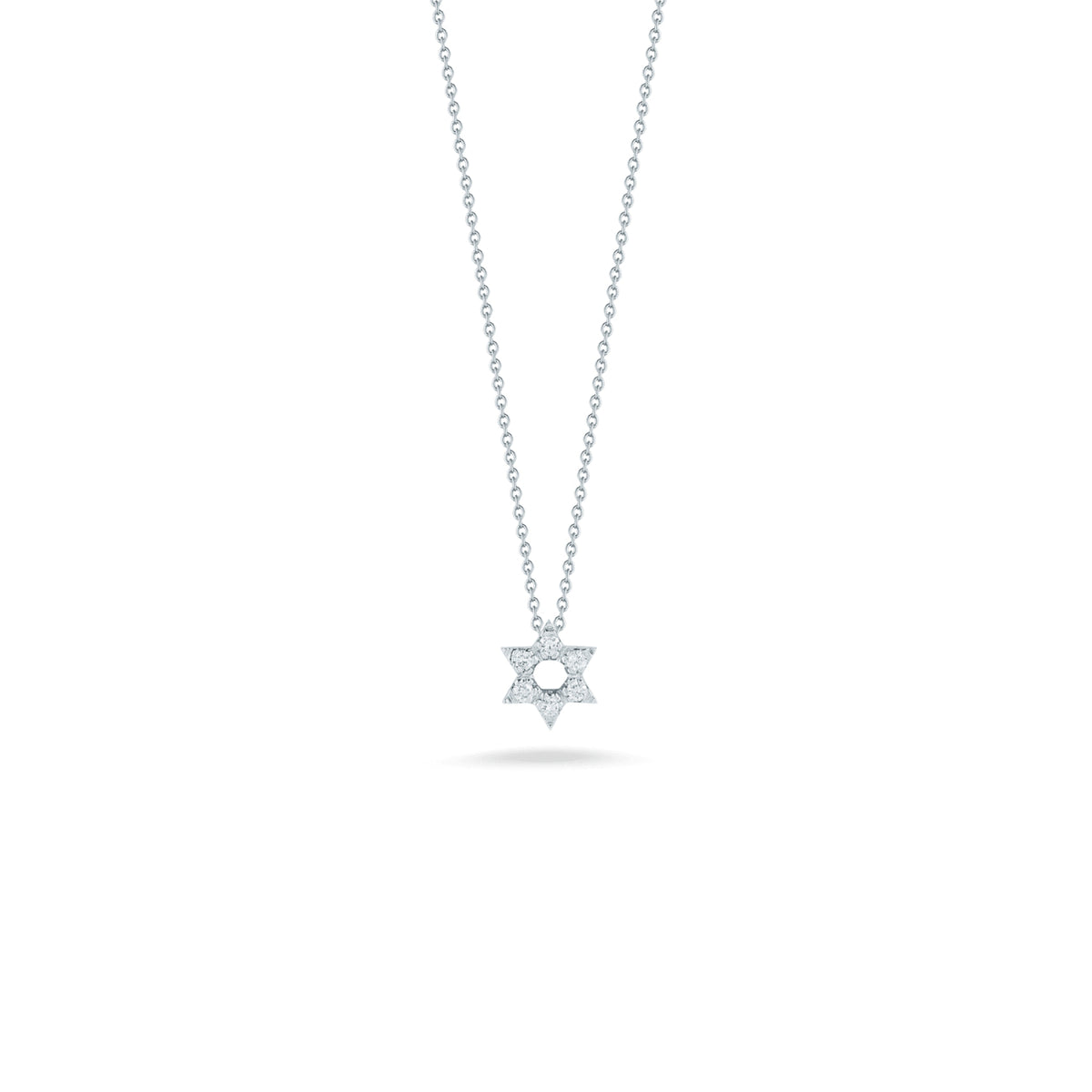 Roberto Coin Jewelry - Tiny Treasures 18K White Gold Star of David Diamond Necklace | Manfredi Jewels