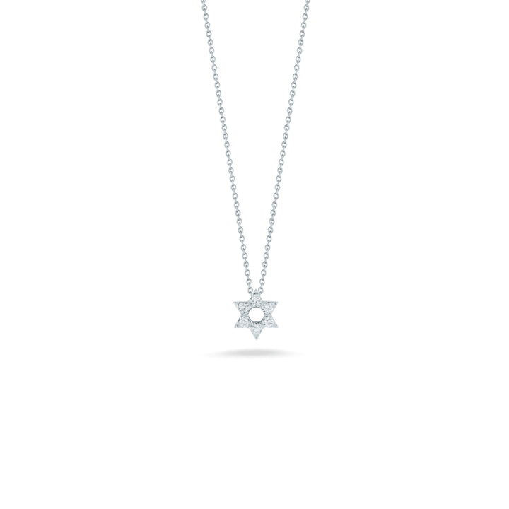 Roberto Coin Jewelry - Tiny Treasures 18K White Gold Star of David Diamond Necklace | Manfredi Jewels