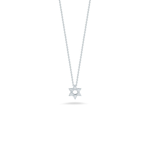 Tiny Treasures 18K White Gold Star of David Diamond Necklace