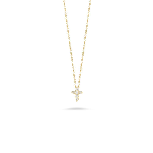 Roberto Coin Jewelry - Tiny Treasures 18K Yellow Gold Baby Cross Diamond Necklace | Manfredi Jewels