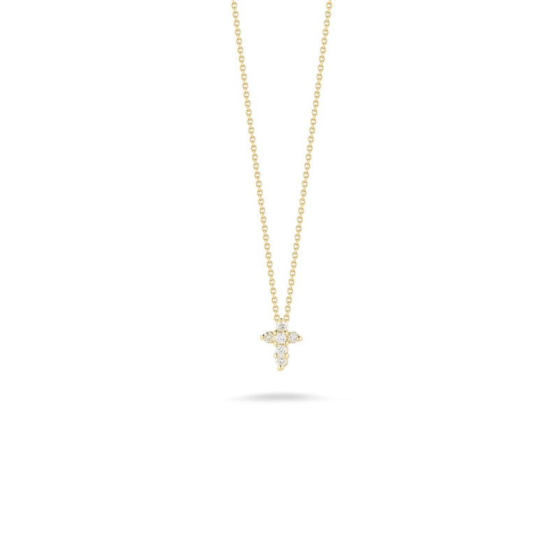 Roberto Coin Jewelry - Tiny Treasures 18K Yellow Gold Baby Cross Diamond Necklace | Manfredi Jewels