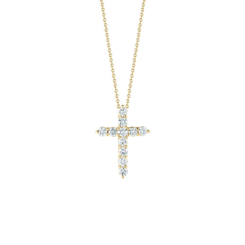 Roberto Coin Jewelry - Tiny Treasures 18K Yellow Gold Diamond Cross Necklace | Manfredi Jewels