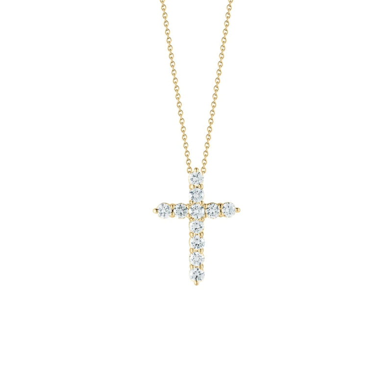 Roberto Coin Jewelry - Tiny Treasures 18K Yellow Gold Diamond Cross Necklace | Manfredi Jewels