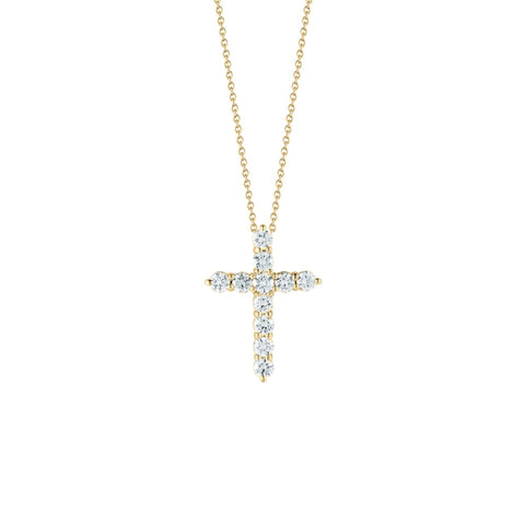 Tiny Treasures 18K Yellow Gold Diamond Cross Necklace