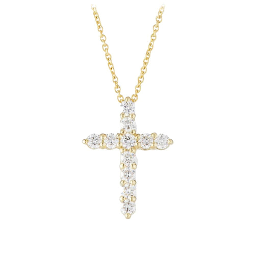 Roberto Coin Jewelry - Tiny Treasures 18K Yellow Gold Diamond Cross Pendant Necklace | Manfredi Jewels