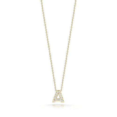 Roberto Coin Jewelry - Tiny Treasures 18K Yellow Gold Diamond Love Letter “A” Necklace | Manfredi Jewels