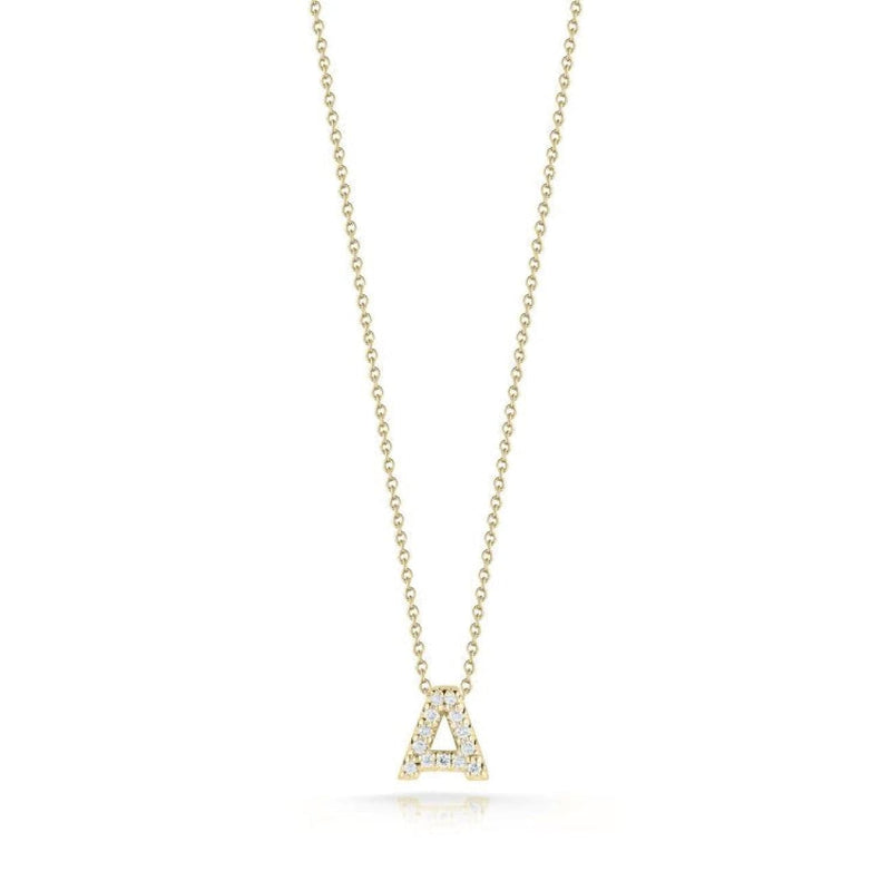 Roberto Coin Jewelry - Tiny Treasures 18K Yellow Gold Diamond Love Letter “A” Necklace | Manfredi Jewels