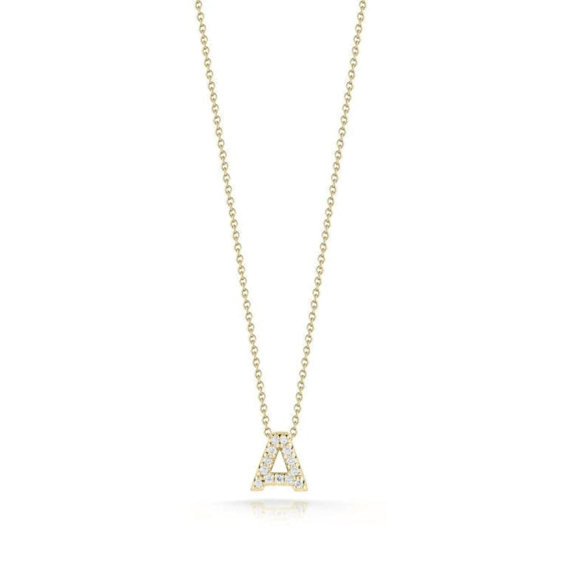 Roberto Coin Jewelry - Tiny Treasures 18K Yellow Gold Diamond Love Letter “A” Necklace | Manfredi Jewels