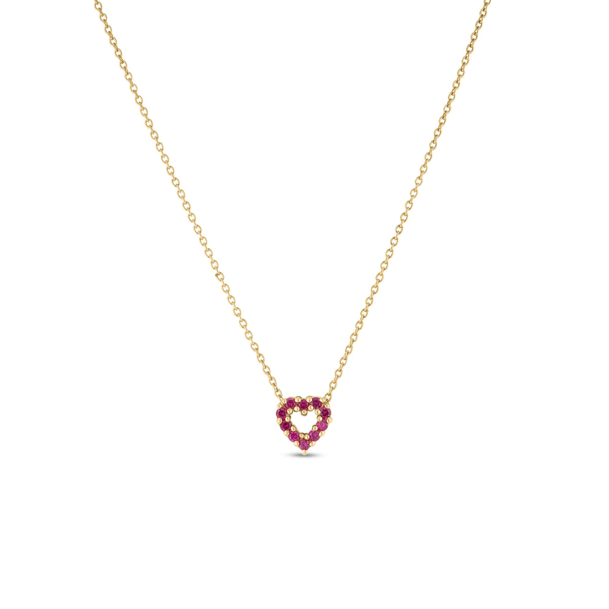 Roberto Coin Jewelry - Tiny Treasures 18K Yellow Gold Ruby & Diamond Reversible Heart Necklace | Manfredi Jewels