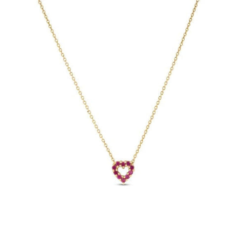 Roberto Coin Jewelry - Tiny Treasures 18K Yellow Gold Ruby & Diamond Reversible Heart Necklace | Manfredi Jewels