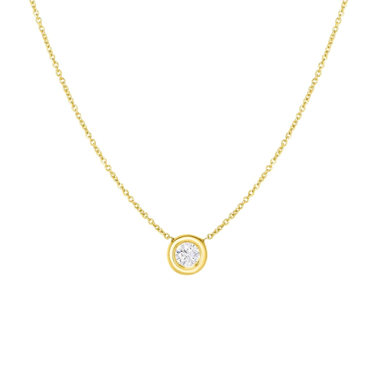 Roberto Coin Jewelry - Tiny Treasures 18K Yellow Gold Single Diamond Bezel Necklace | Manfredi Jewels