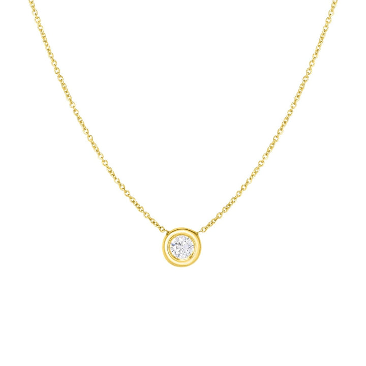 Roberto Coin Jewelry - Tiny Treasures 18K Yellow Gold Single Diamond Bezel Necklace | Manfredi Jewels