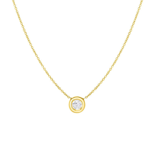 Roberto Coin Jewelry - Tiny Treasures 18K Yellow Gold Single Diamond Bezel Necklace | Manfredi Jewels