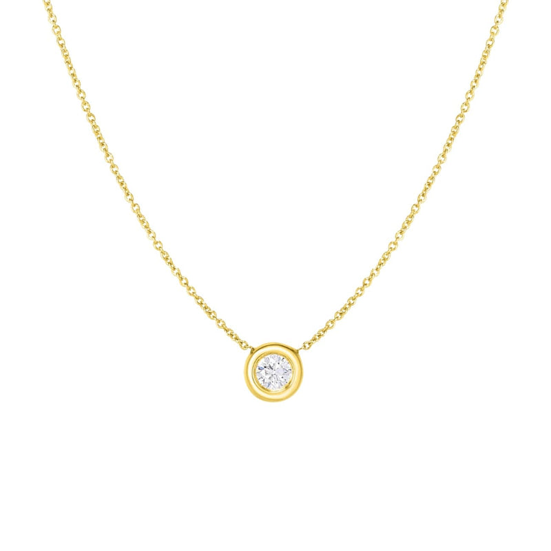 Roberto Coin Jewelry - Tiny Treasures 18K Yellow Gold Single Diamond Bezel Necklace | Manfredi Jewels