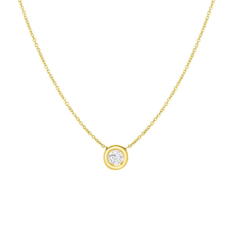 Tiny Treasures 18K Yellow Gold Single Diamond Bezel Necklace