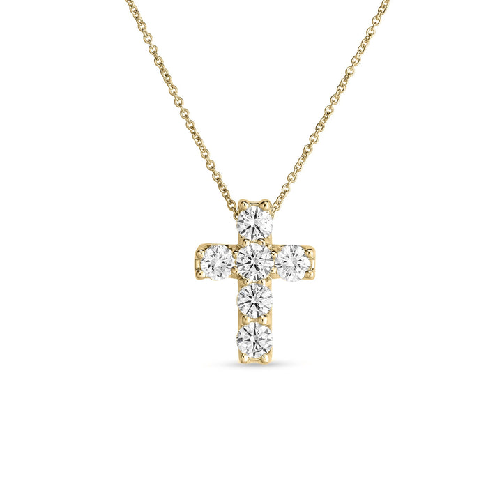 Roberto Coin Jewelry - Tiny Treasures 18K Yellow Gold Square Diamond Cross Necklace | Manfredi Jewels