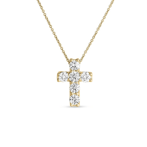 Tiny Treasures 18K Yellow Gold Square Diamond Cross Necklace