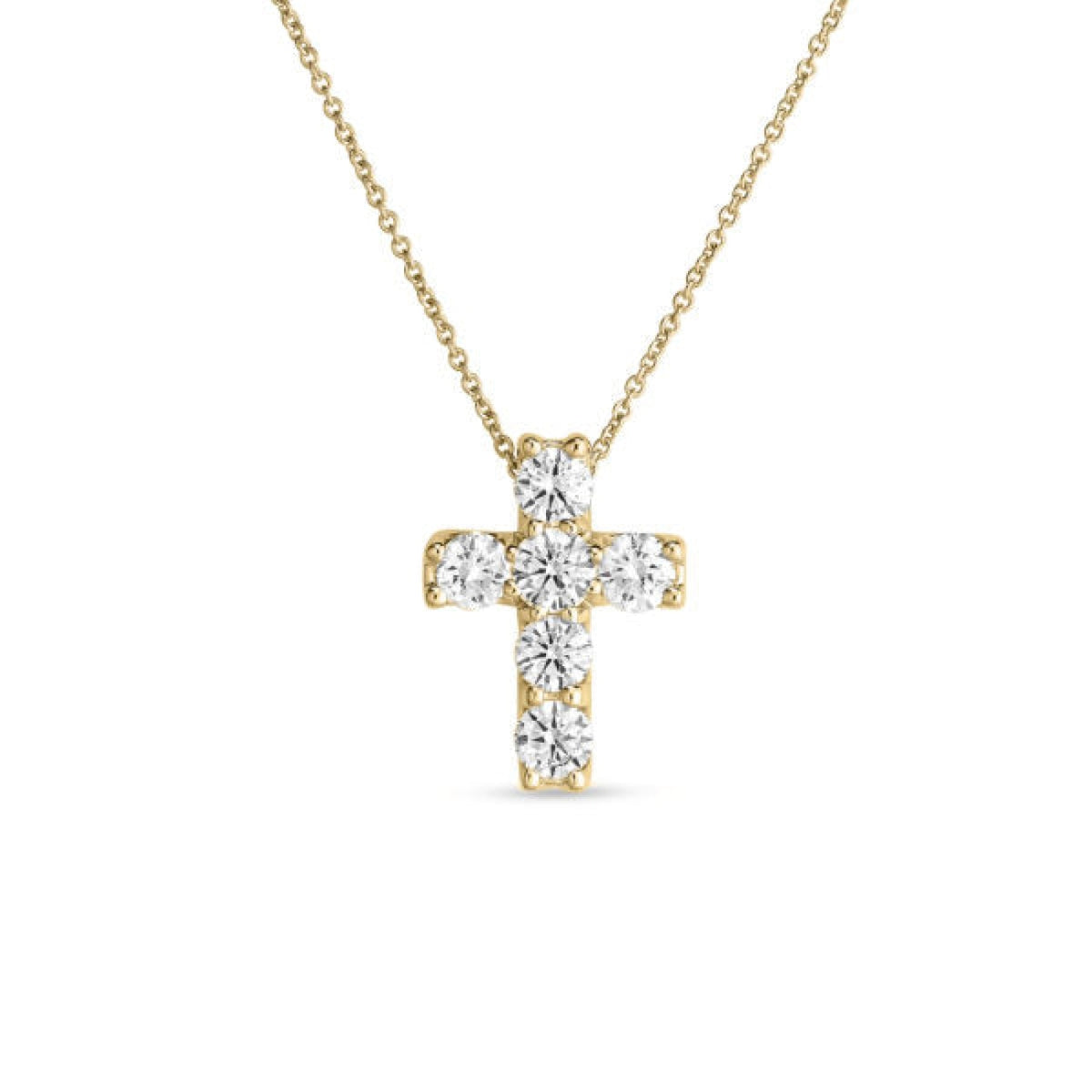 Roberto Coin Jewelry - Tiny Treasures 18K Yellow Gold Square Diamond Cross Necklace | Manfredi Jewels