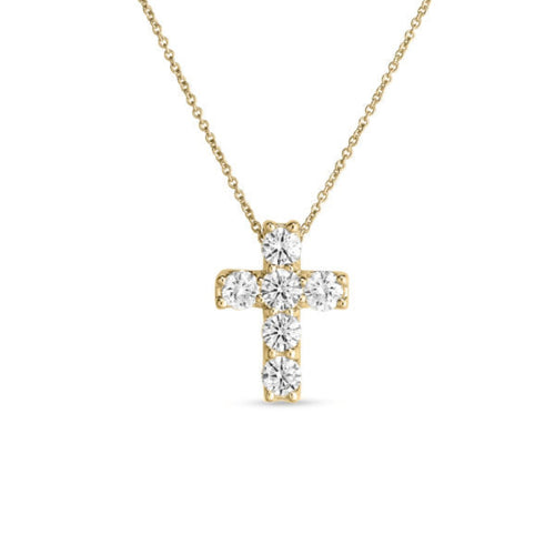 Roberto Coin Jewelry - Tiny Treasures 18K Yellow Gold Square Diamond Cross Necklace | Manfredi Jewels