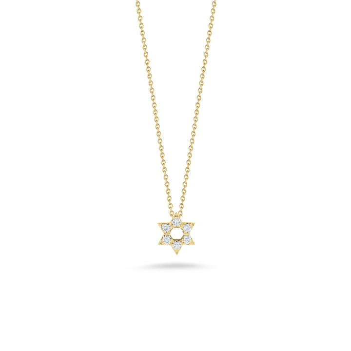 Roberto Coin Jewelry - Tiny Treasures 18K Yellow Gold Star of David Diamond Necklace | Manfredi Jewels