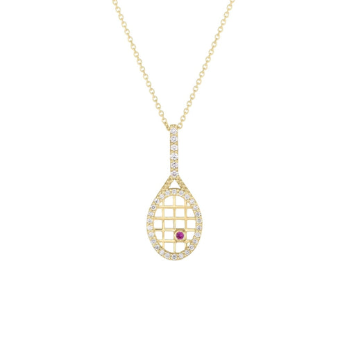 Roberto Coin Jewelry - Tiny Treasures 18K Yellow Gold Tennis Racket Diamond Necklace | Manfredi Jewels
