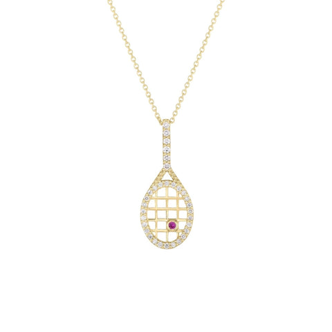 Tiny Treasures 18K Yellow Gold Tennis Racket Diamond Necklace