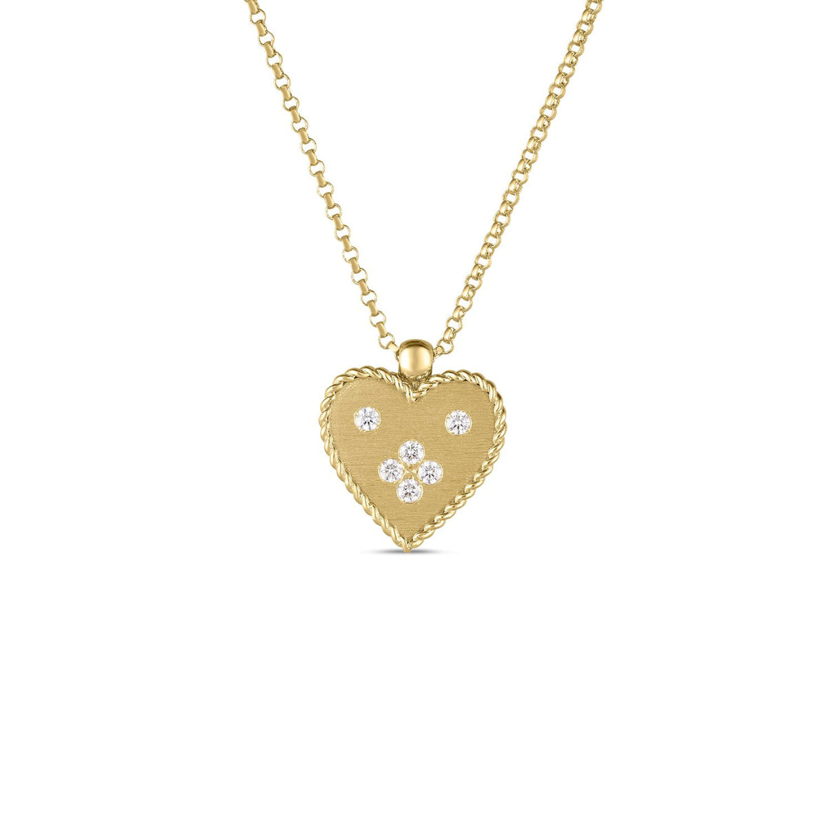 Roberto Coin Jewelry - Venetian Princess 18K Yellow Gold Diamond Heart Small Medallion Pendant Necklace | Manfredi Jewels