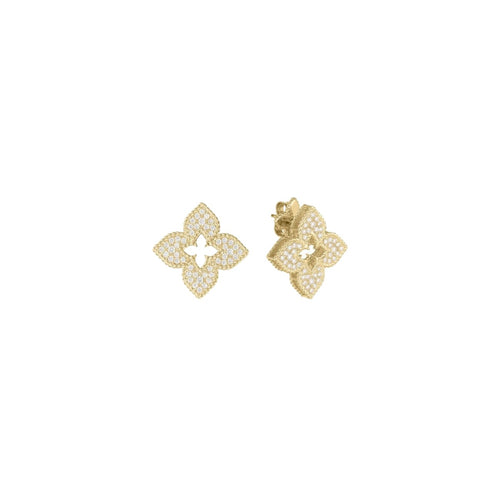 Roberto Coin Jewelry - Venetian Princess 18K Yellow Gold Diamond Pave Earrings | Manfredi Jewels