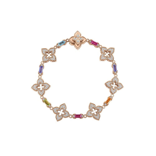Roberto Coin Jewelry - Venetian Princess Carnival 18K Rose Gold Pave Diamond & Mixed Baguette Flower Bracelet | Manfredi Jewels