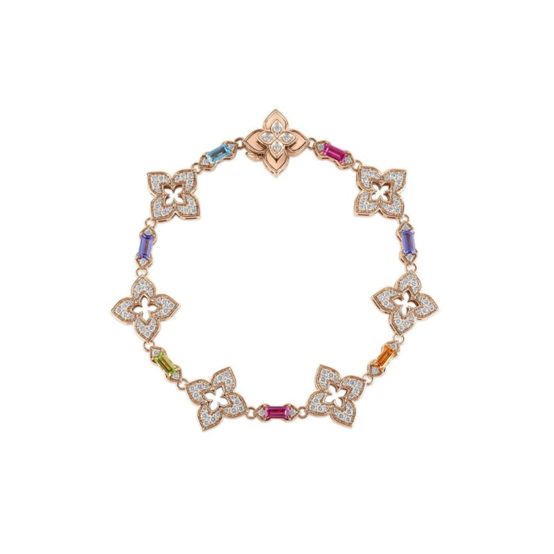 Roberto Coin Jewelry - Venetian Princess Carnival 18K Rose Gold Pave Diamond & Mixed Baguette Flower Bracelet | Manfredi Jewels