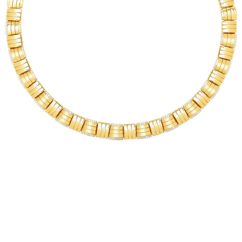 Roberto Coin Jewelry - Veneto 18K Yellow Gold Accent Woven Collar Diamond Necklace | Manfredi Jewels