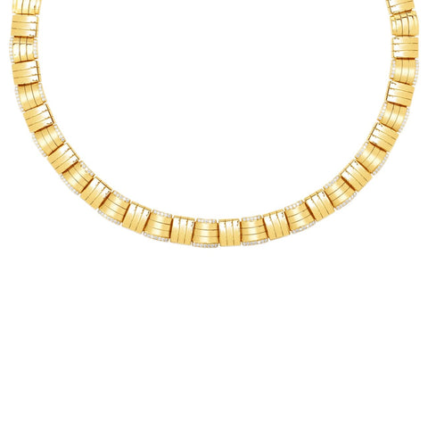 Veneto 18K Yellow Gold Accent Woven Collar Diamond Necklace