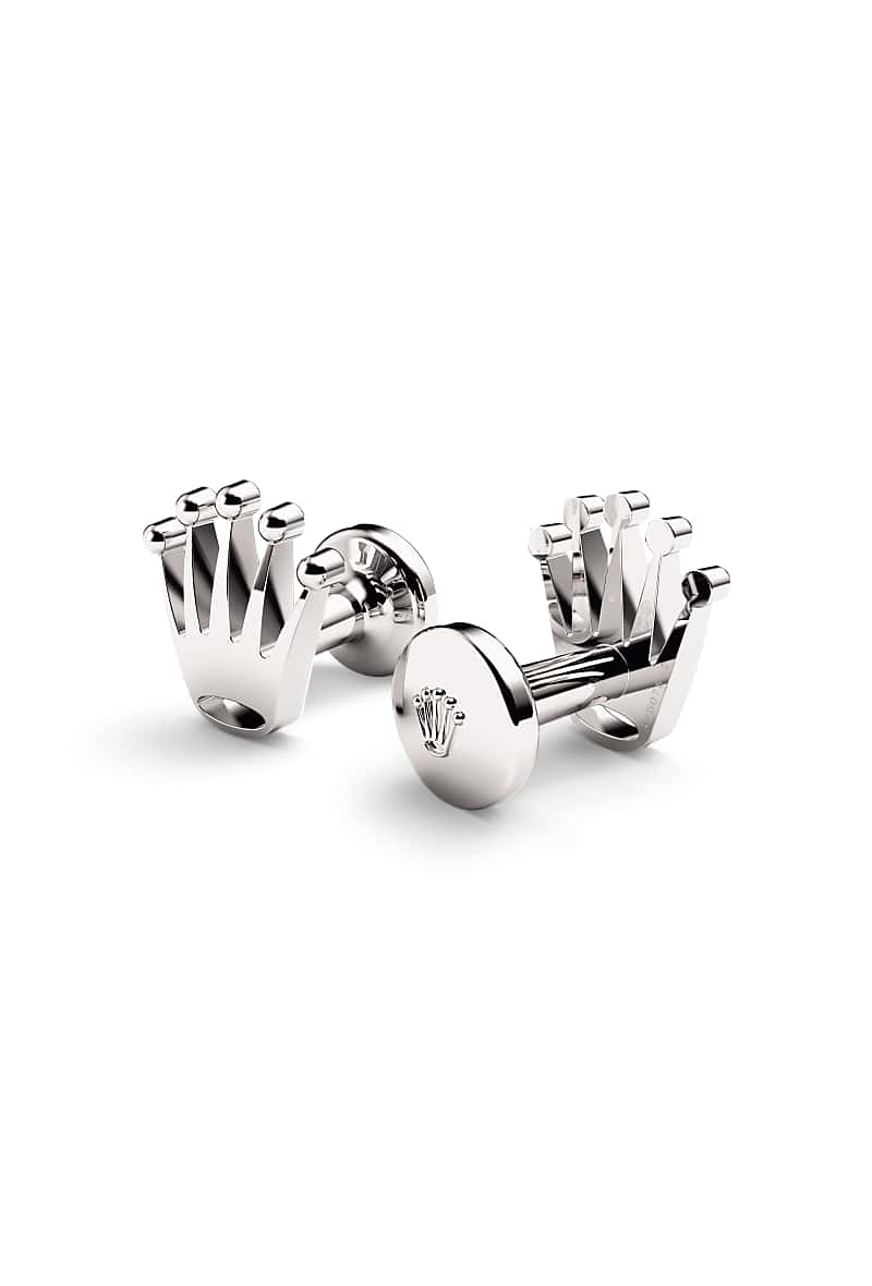 Rolex ‘Crown’ cufflinks in White gold, A1019 at Razny Jewelers