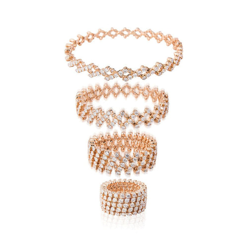 Serafino Consoli Jewelry - 18K Rose Gold Serafino Stretch Diamond Ring Bracelet | Manfredi Jewels