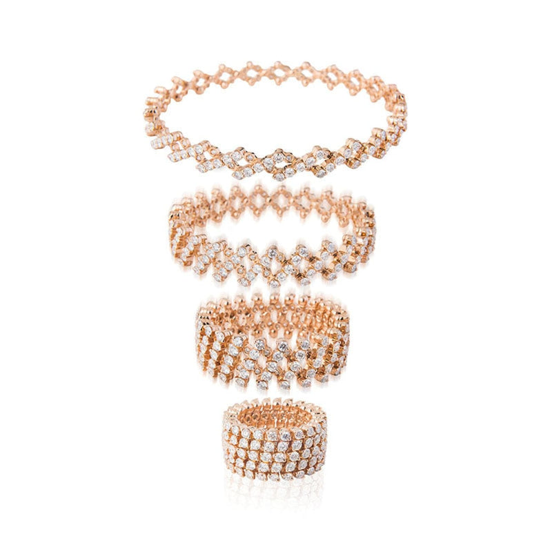 Serafino Consoli Jewelry - 18K Rose Gold Stretch Diamond Ring Bracelet | Manfredi Jewels