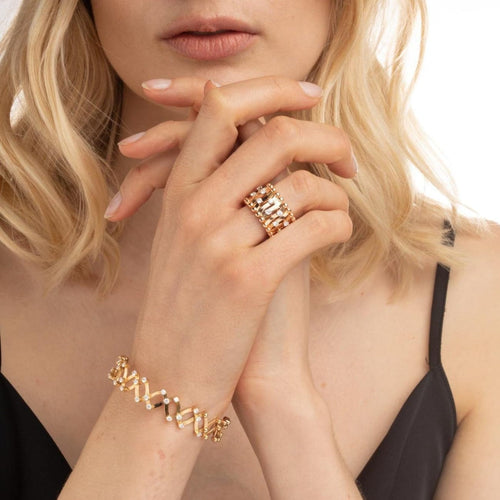 Serafino Consoli Jewelry - 18K Yellow Gold Serafino Stretch Diamond Ring & Bracelet | Manfredi Jewels