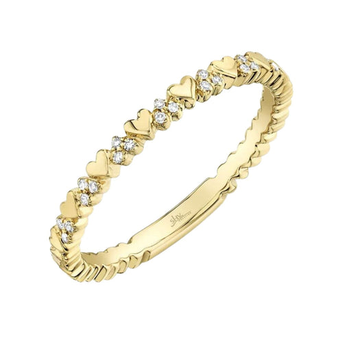 Shy Creation Jewelry - 0.05Ct Diamond 14K Yellow Gold Heart Ring | Manfredi Jewels
