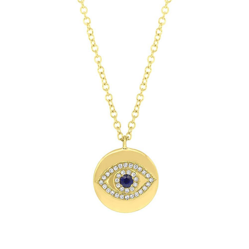 Shy Creation Jewelry - 0.10CT DIAMOND & 0.07CT BLUE SAPPHIRE EYE NECKLACE | Manfredi Jewels