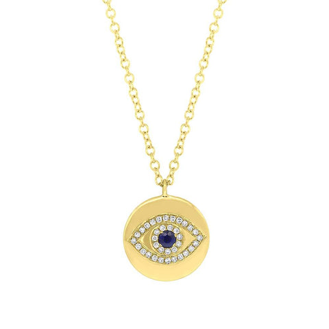 0.10CT DIAMOND & 0.07CT BLUE SAPPHIRE EYE NECKLACE