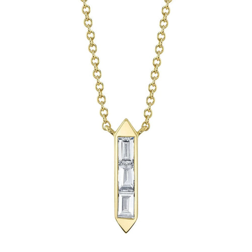 Shy Creation Jewelry - 0.18Ct Diamond Baguette Necklace | Manfredi Jewels