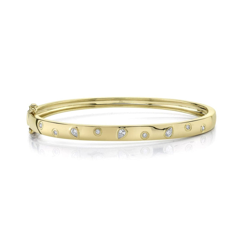 Shy Creation Jewelry - 0.27Ct Pearl Yellow Gold Bangle | Manfredi Jewels