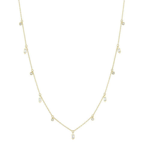 0.38Ct Diamond Baguette Bezel Necklace