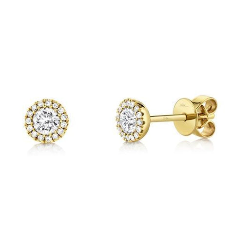 0.40Ct Round Brilliant Center And 0.08Ct Side 14K Yellow Gold Diamond Stud Earring
