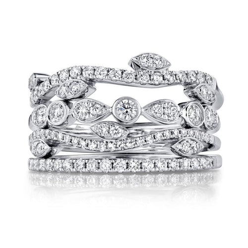 Shy Creation Jewelry - 0.78Ct 14K White Gold Diamond Lady’S Ring 4 - Pc | Manfredi Jewels