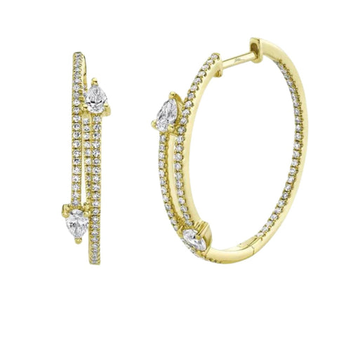 Shy Creation Jewelry - 0.85Ct Diamond 14K Yellow Gold Hoop Earring | Manfredi Jewels